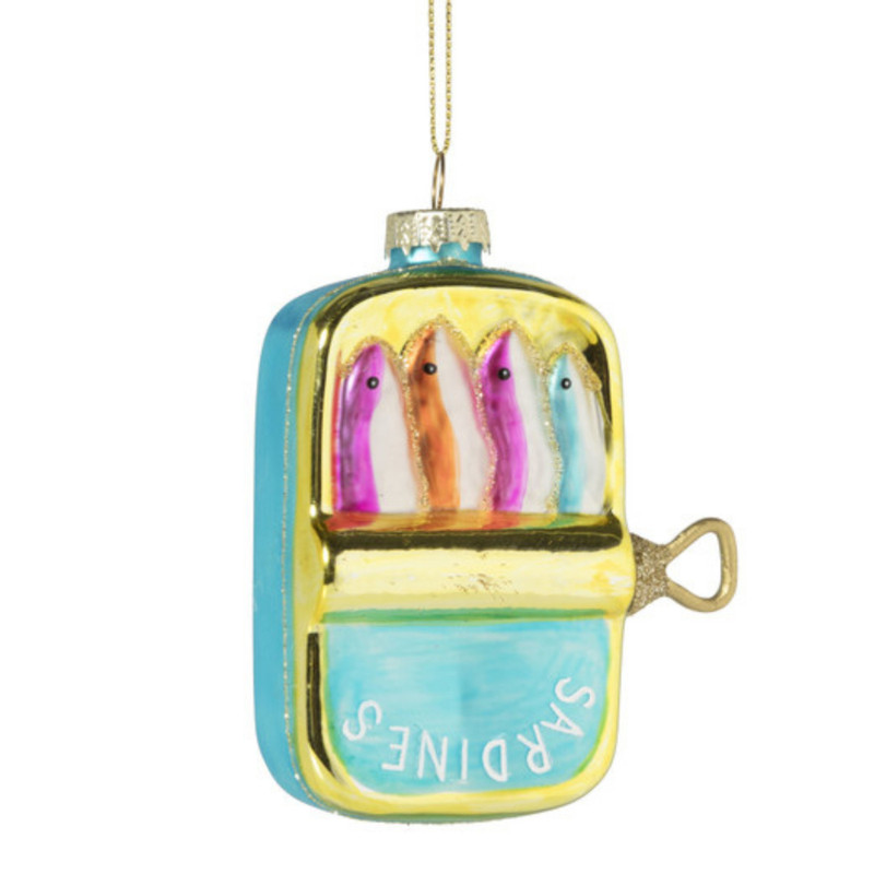 Kersthanger sardines - multikleur - 11x8x3.5 cm